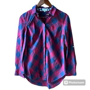Crown & Ivy, Blue/Red Plaid Button Down, Size Small, Collared Dress Shirt